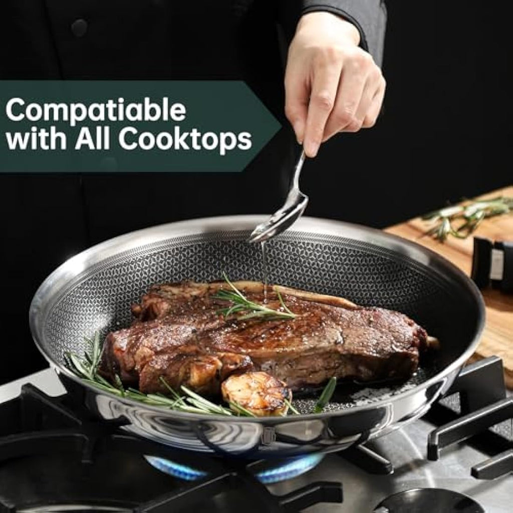 ROYDX Hybrid Stainless Steel Non-Stick Cookware Set with Detachable Handles