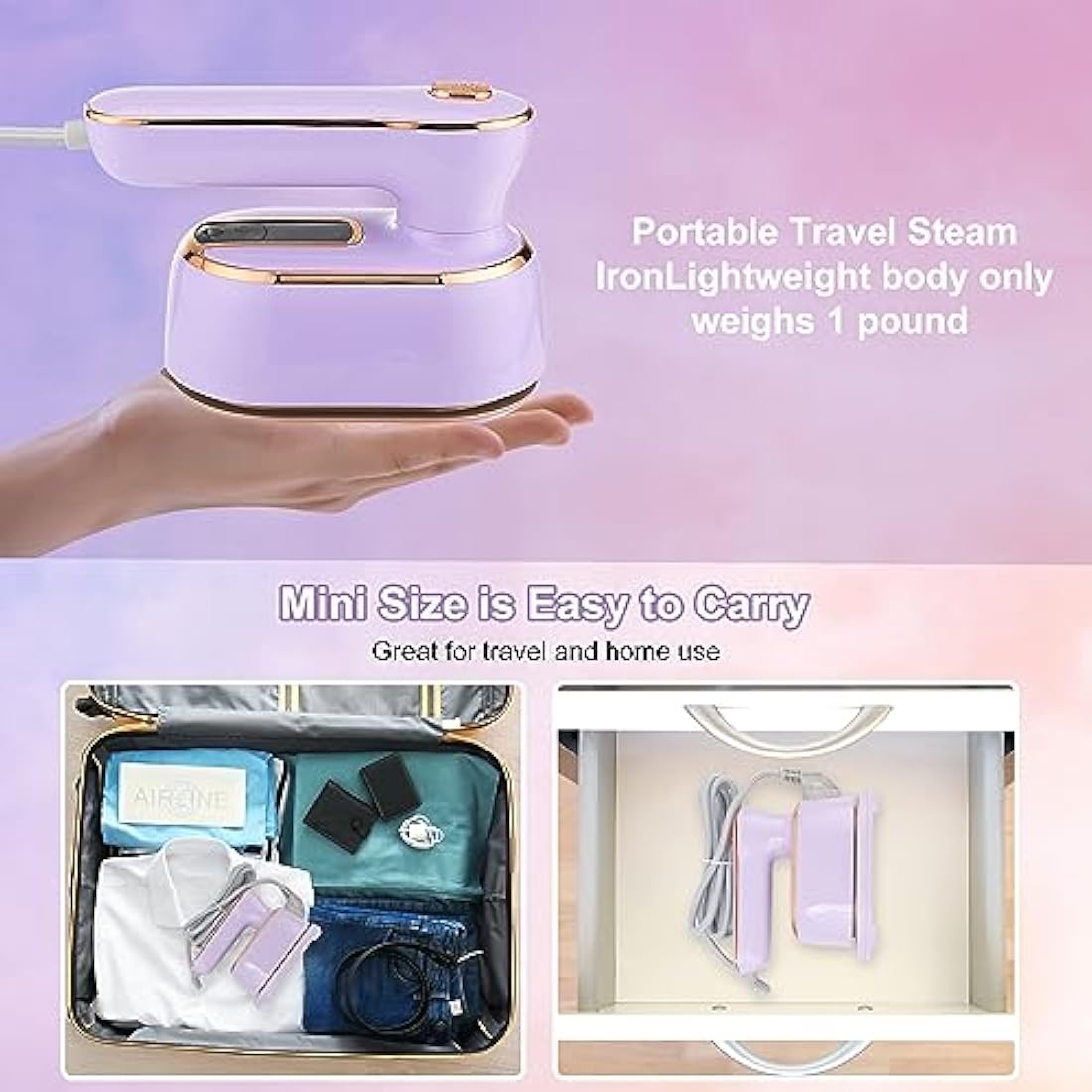 Jolof Store Foldable Travel Steam Iron – 1090W Handheld Mini Garment Steamer