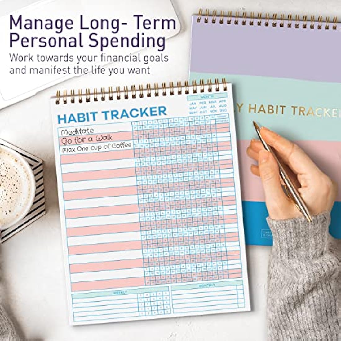 S&O Striped Habit Tracker Calendar - 24 Month Undated Routine Planner