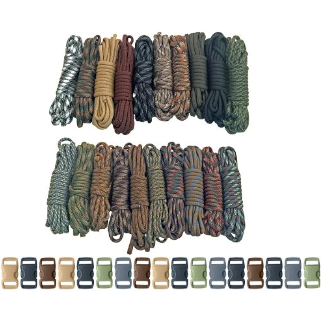 Paracord Planet 550lb Type III Paracord Combo Kit with Buckles - 100ft