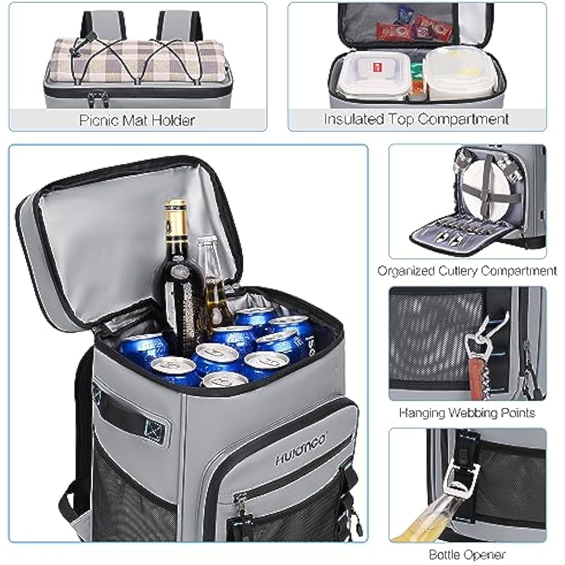Hulongo Insulated Cooler Backpack | 35-Can Large Leakproof Waterproof Bag