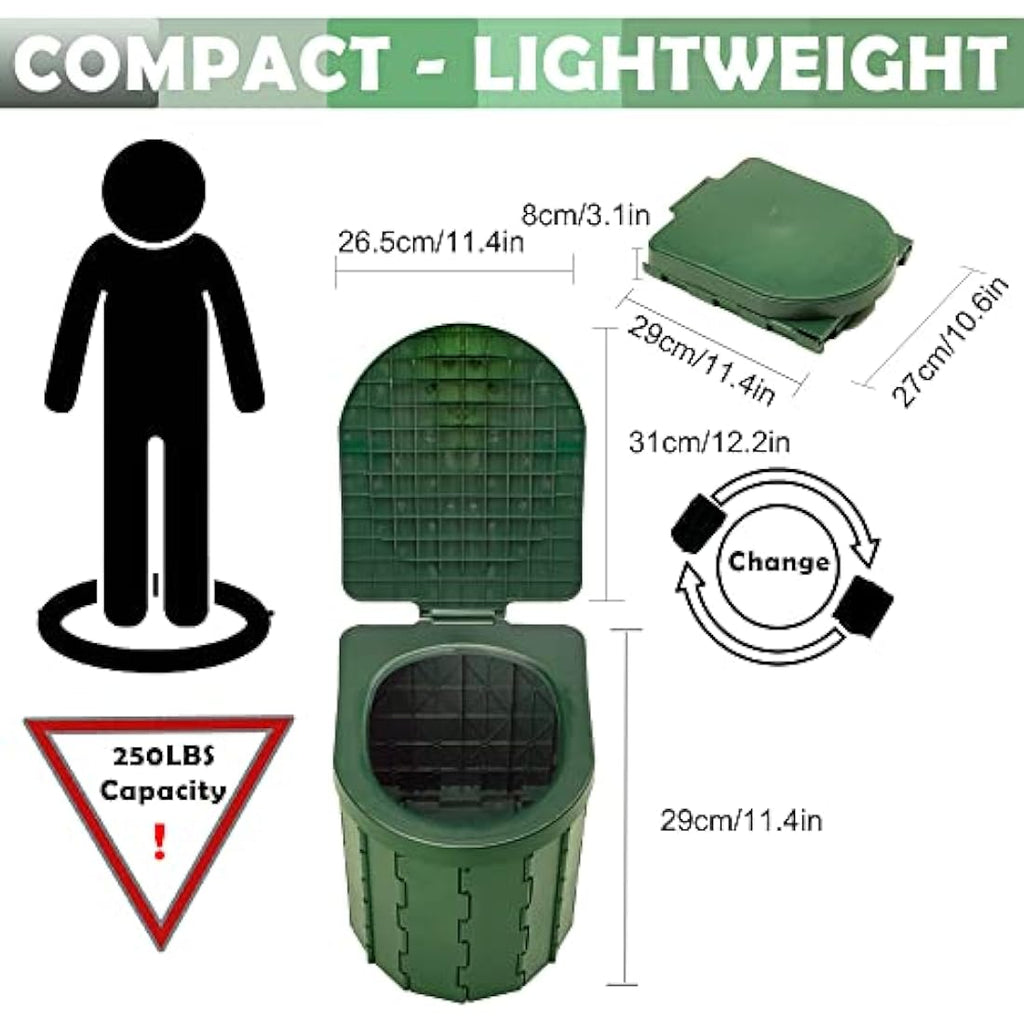 Portable Camping Toilet – Collapsible ABS Outdoor Potty with Bags