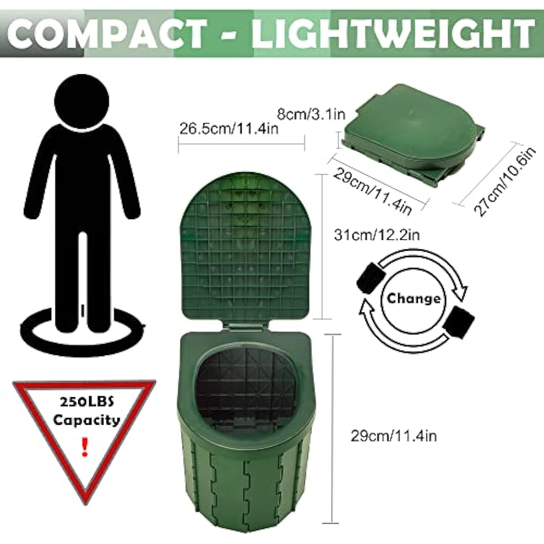 Portable Camping Toilet – Collapsible ABS Outdoor Potty with Bags
