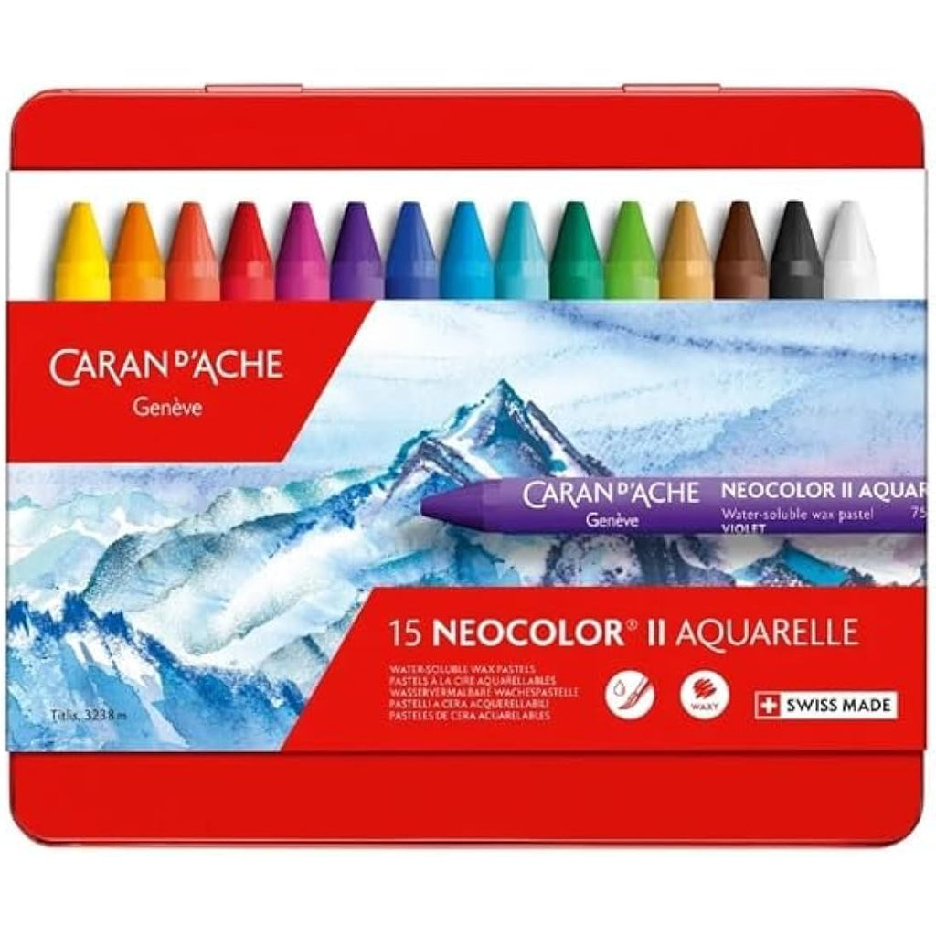 Caran D'Ache NeoColor II Water Soluble Wax Pastel Set - 15 Colors