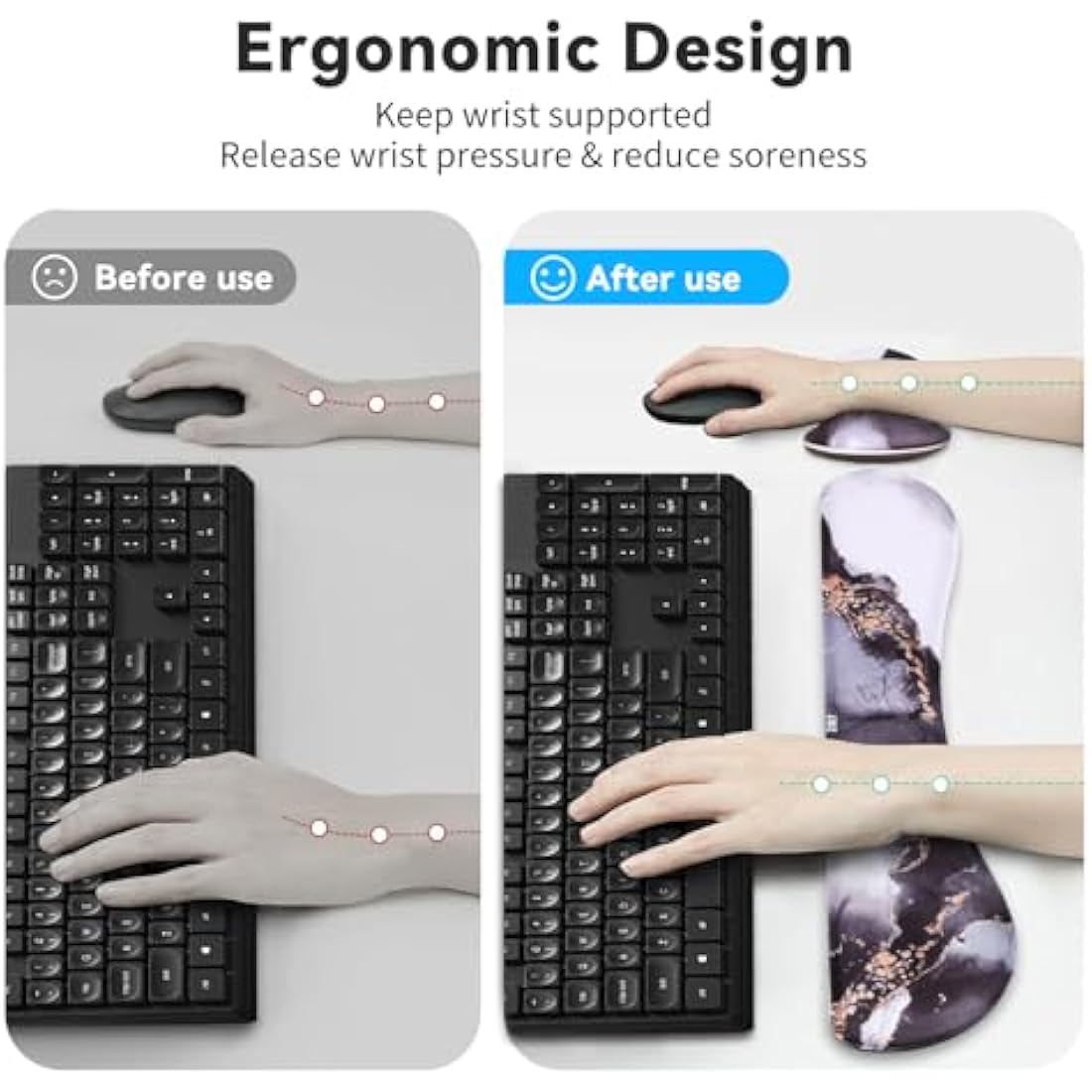 Jolof Store Keyboard and Mouse Wrist Rest Set – Ergonomic Memory Foam