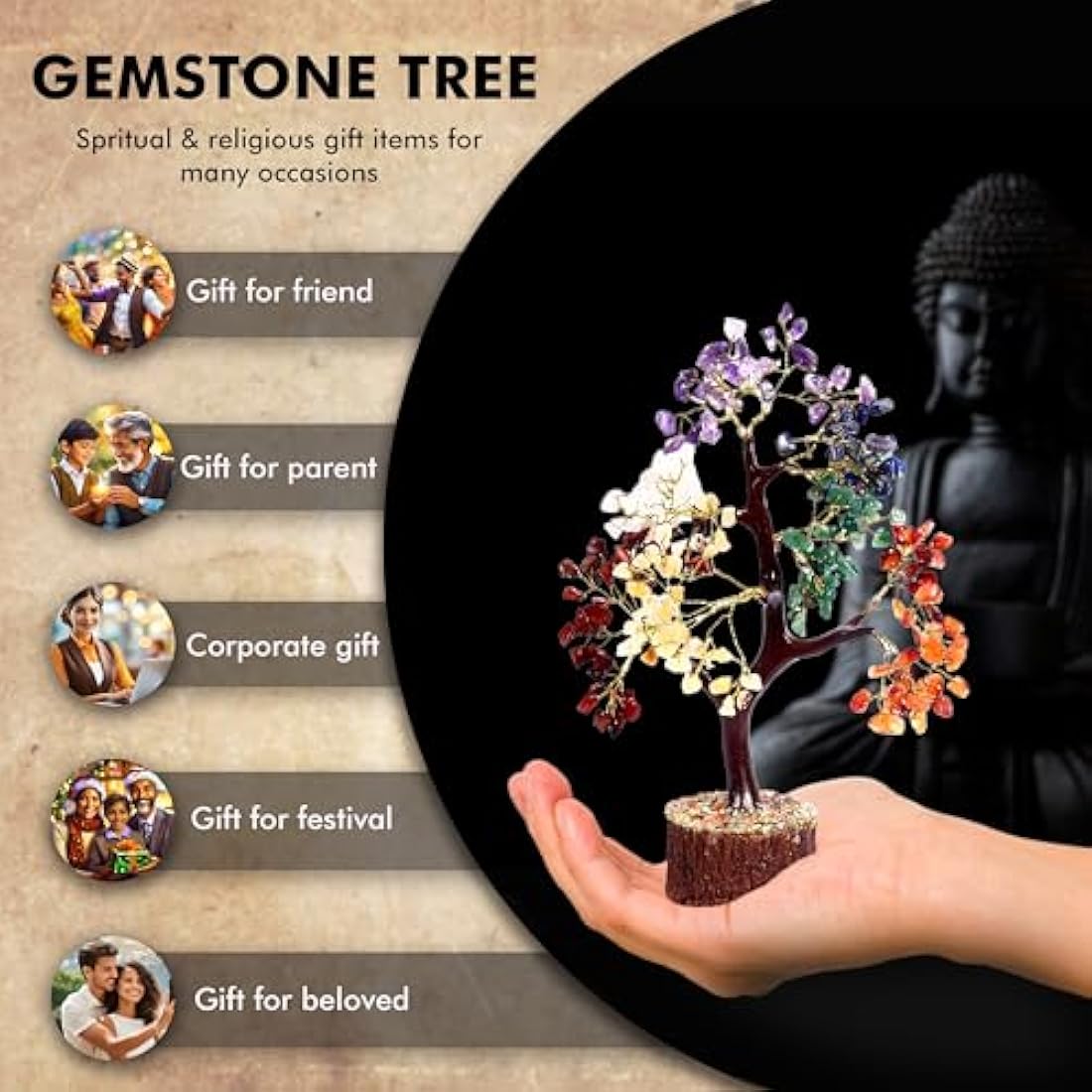 Wonder Care 7 Chakra Healing Crystal Tree – 150 Beads Feng Shui Decor