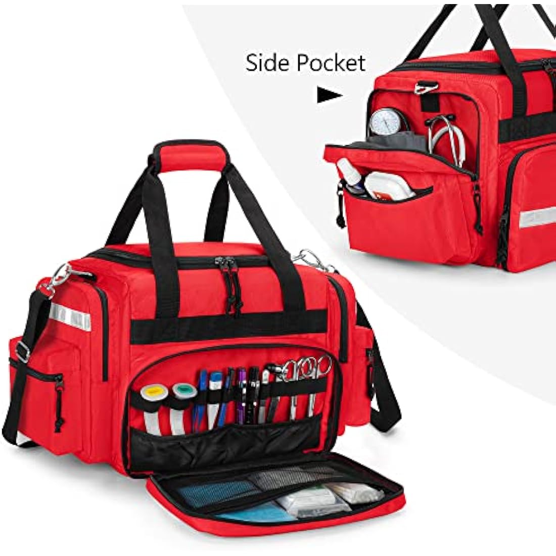 Damero Large Medical Trauma Bag – Professional First Responder Bag, Red