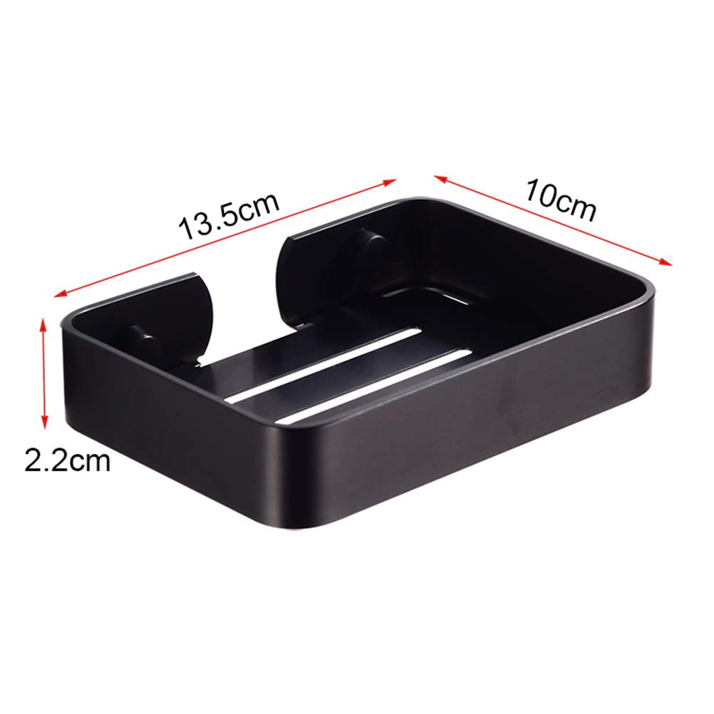 TOPINCN Aluminium Soap Holder, Rectangular Black Soap Dish with Drain, Drill-Free or Bonding Installation, Ideal for Shower, Bathroom Sink - image 2