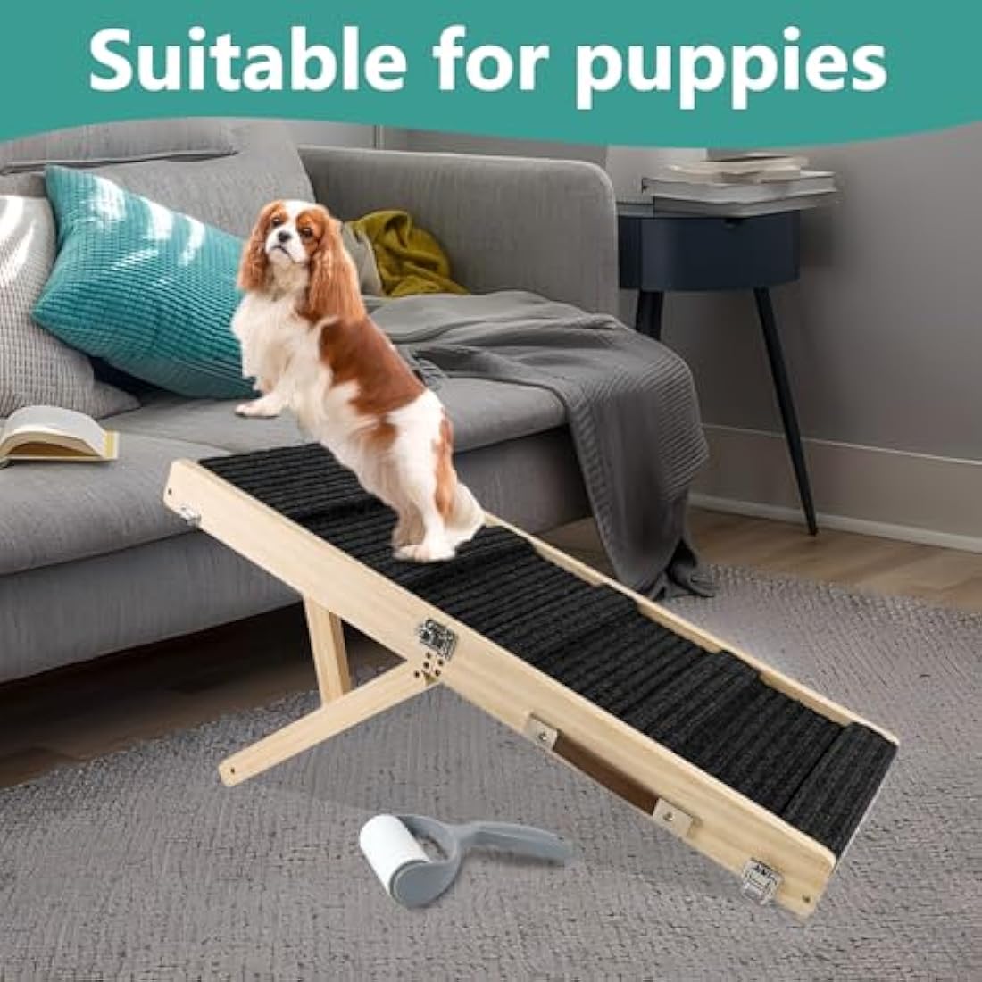Umtiti Wooden Folding Dog Ramp | 4-Level Adjustable Non-Slip Pet Ramp