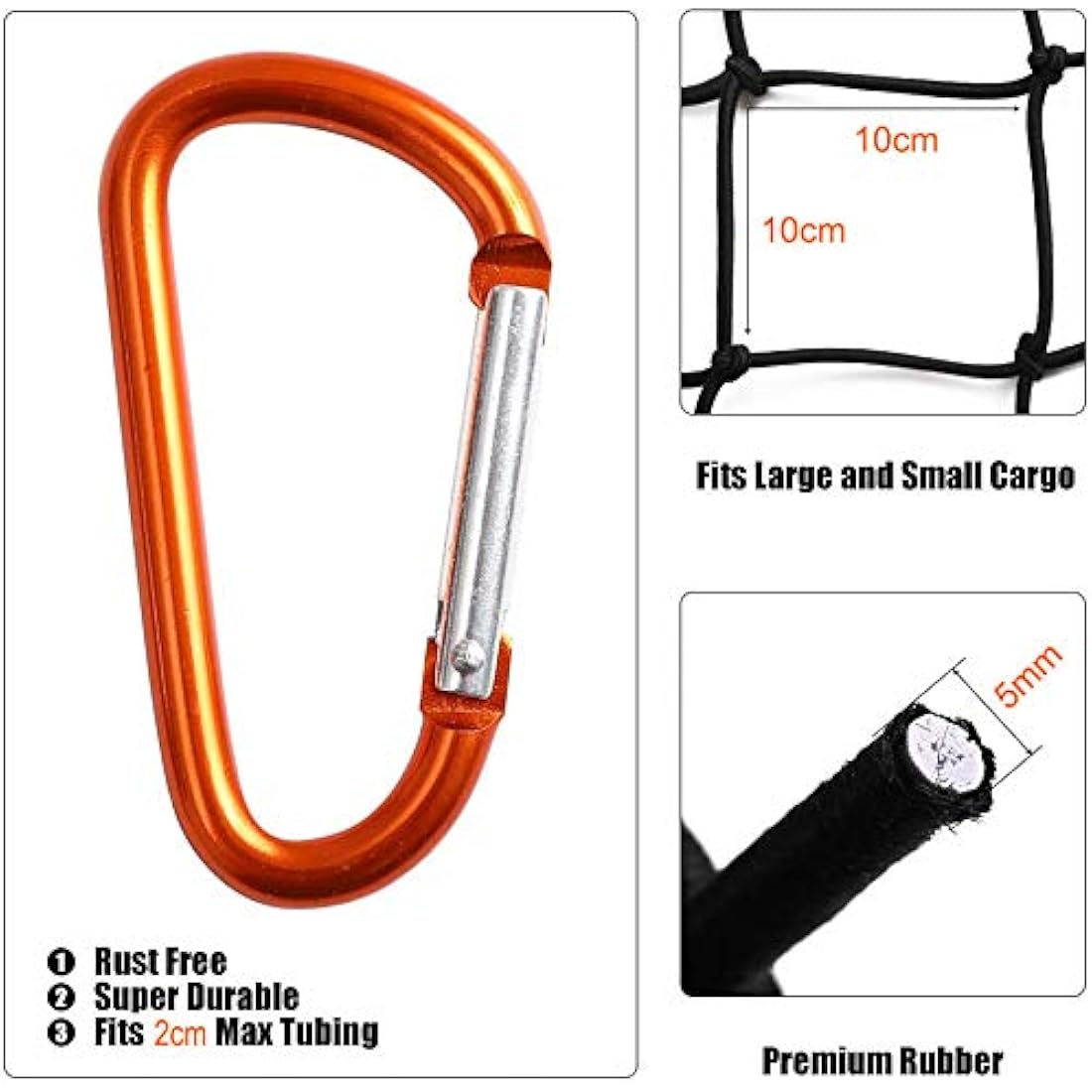 CZC AUTO Heavy Duty Bungee Cargo Net for Truck Bed - 122x183cm with 12 Clips