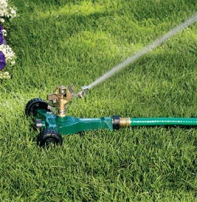 Orbit Brass Impact Sprinkler on Wheeled Base – Green Lawn Irrigation