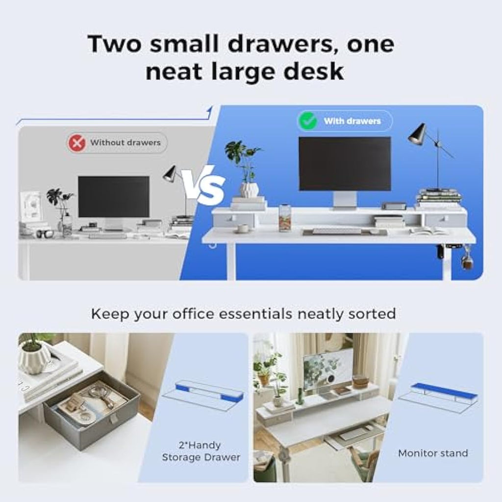 Agilestic Electric Standing Desk | 120x60cm Sit-Stand Desk with 2 Drawers