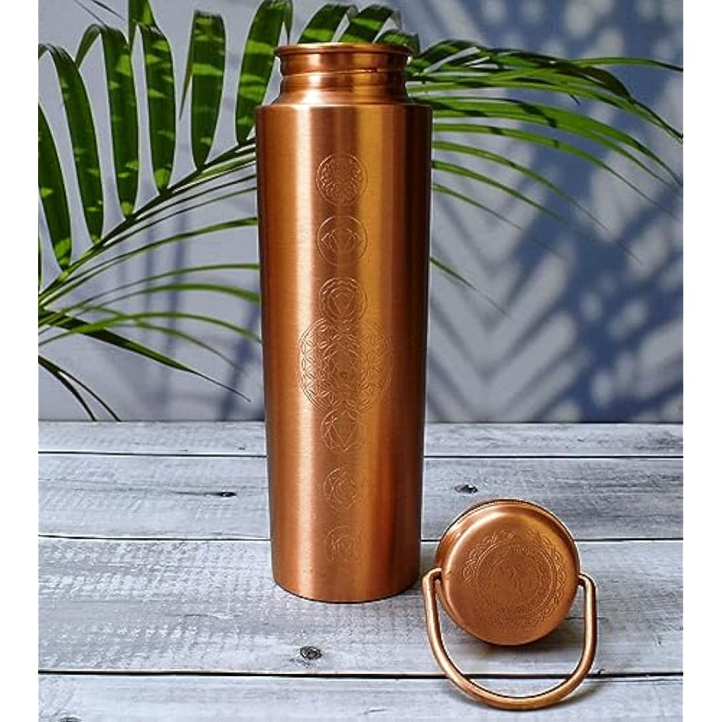 Jolof Store 7 Chakra Pure Copper Water Bottle - 1000ml Matte Finish