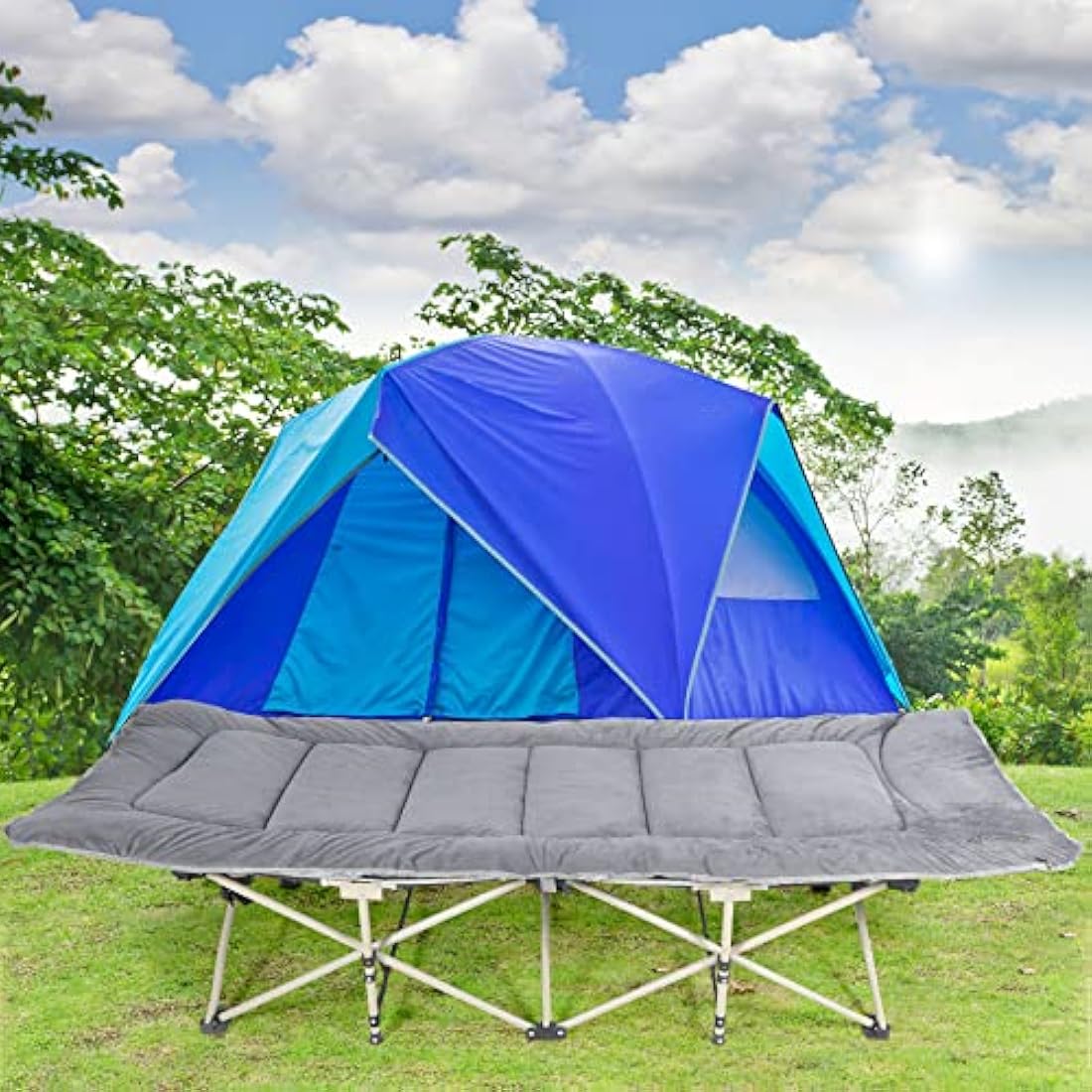 REDCAMP XL Camping Mattress Pad | Soft Corduroy Cot Bed Mat, Dark Grey