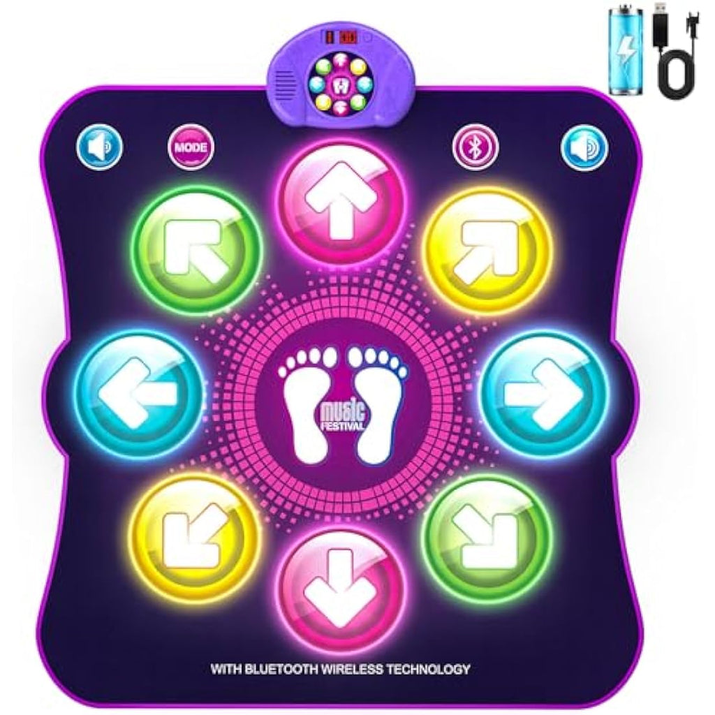 Jolof Store Bluetooth Dance Mat – Rechargeable 8-Arrow Light Up Pad