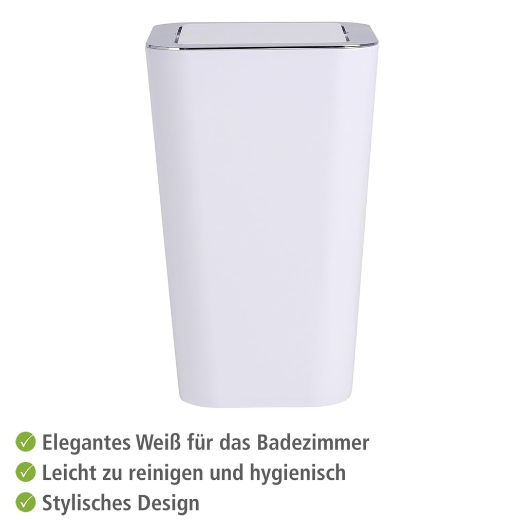 WENKO Candy Swing Cover Bin, ABS/PS, White/Chrome, 18 x 18 x 28.5 cm - image 3