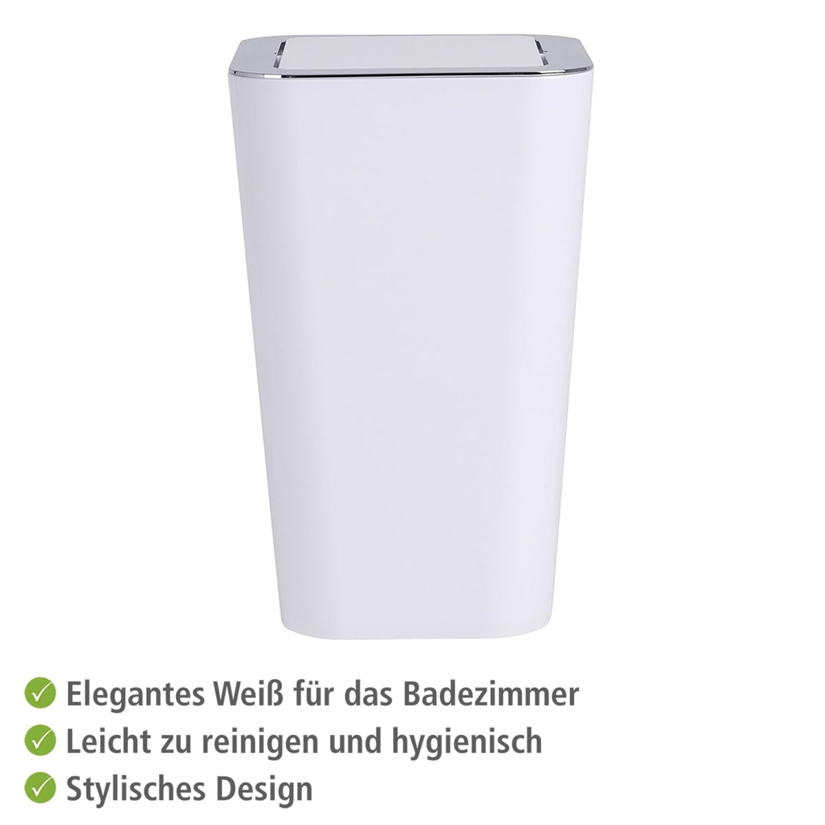 WENKO Candy Swing Cover Bin, ABS/PS, White/Chrome, 18 x 18 x 28.5 cm - image 3