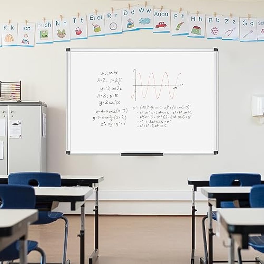 VIZ-PRO Magnetic Whiteboard | 90x60cm Silver Aluminium Dry Erase Board