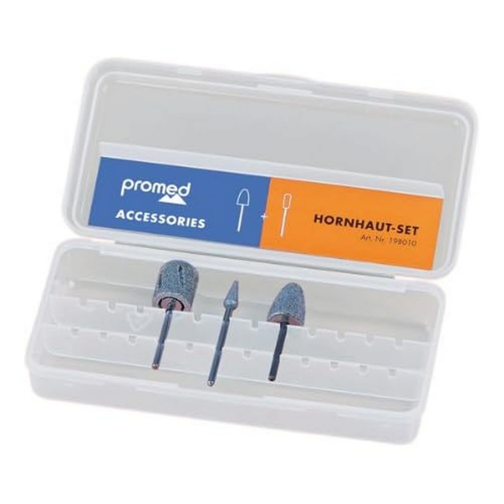 Promed Callus Remover Nail Drill Bit Set | Sapphire & Diamond 3-Piece Kit