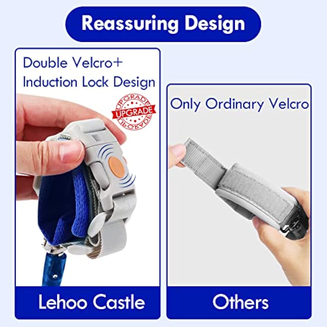 Lehoo Castle Toddler Reins | Anti Lost Wrist Link with Lock - Dark Blue