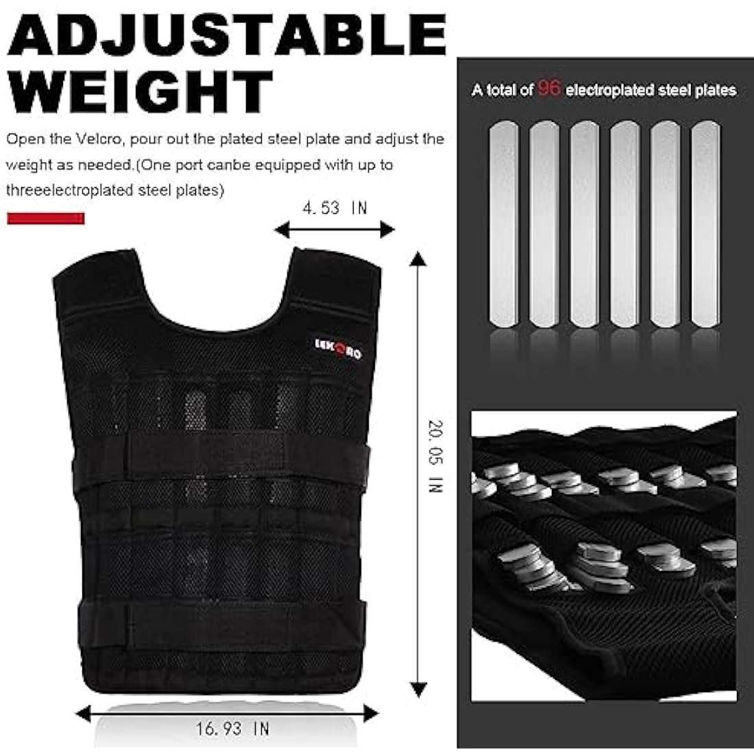 Adjustable Weighted Vest | 44LB Steel Plate Training Jacket
