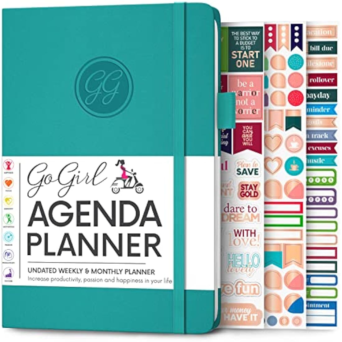 GoGirl Undated Life Planner – A5 Turquoise Eco-Leather Weekly Organizer