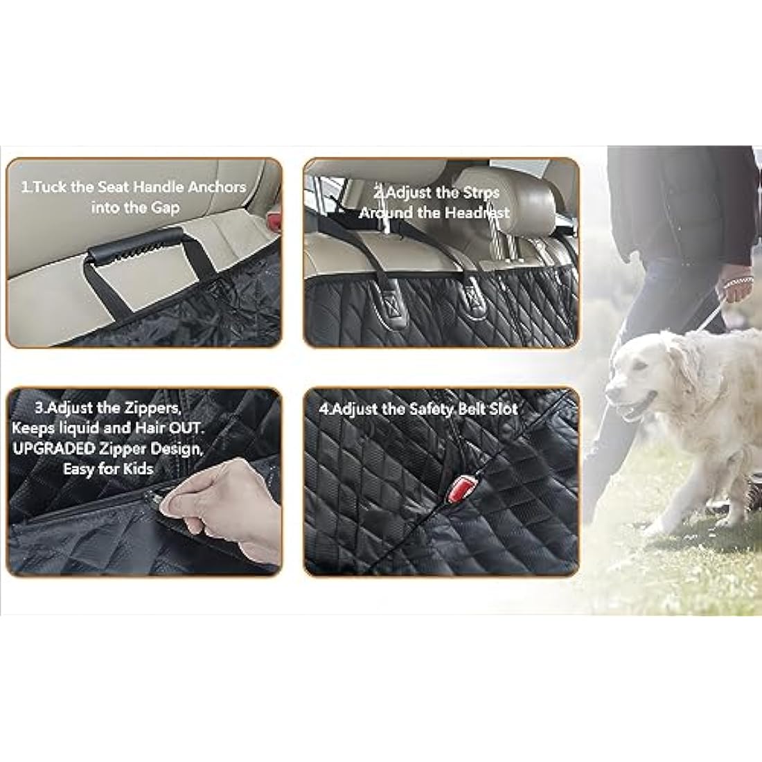 Dog Car Seat Cover | Waterproof Back Seat Protector, XL Black