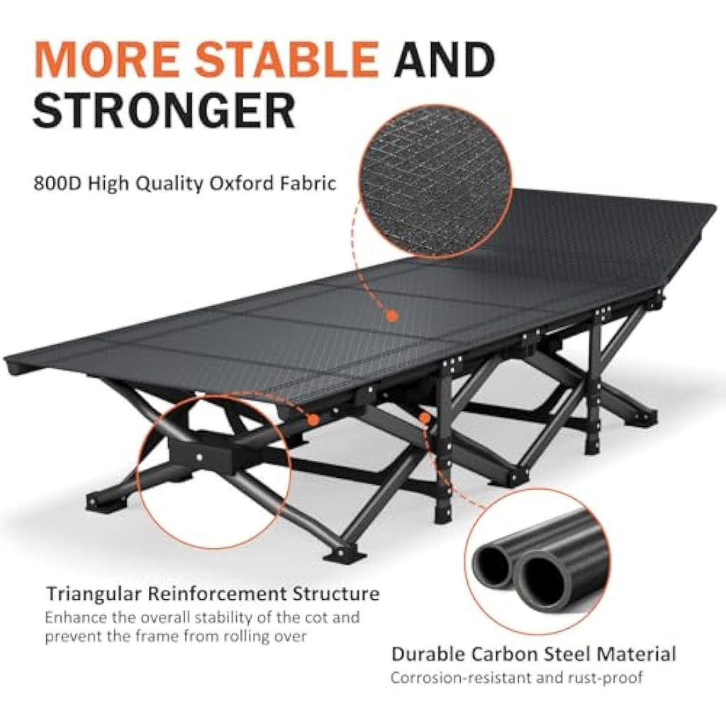 ATORPOK Heavy-Duty Camping Cot with Cushion – Portable 450lbs Blue