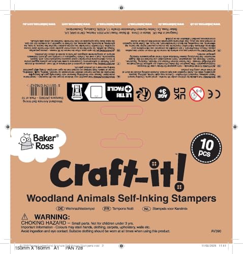 Baker Ross Winter Woodland Self-Inking Stamps for Kids Crafts - 10 Pack