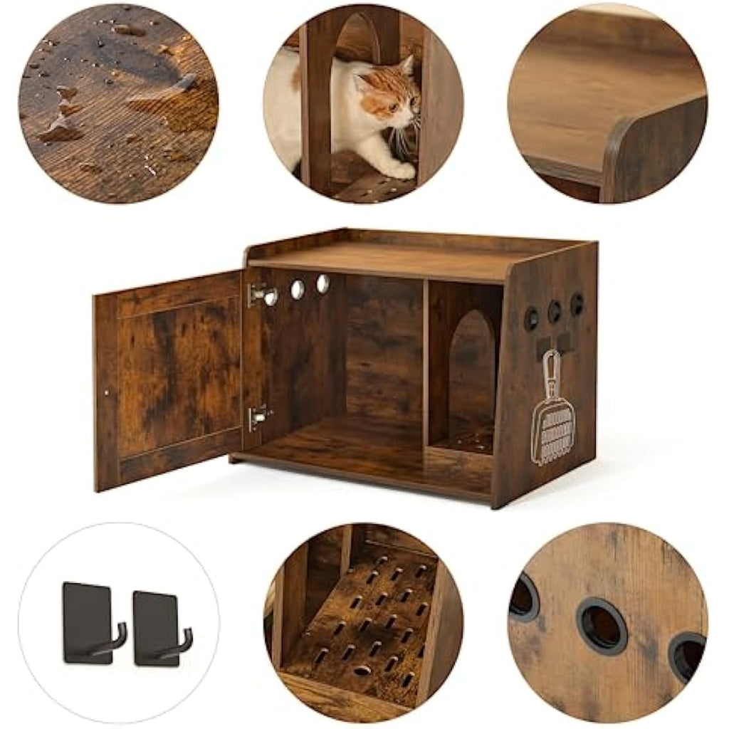Wooden Cat Litter Box Enclosure – Hidden Indoor Cat House