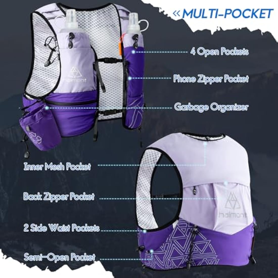 Haimont 8L Hydration Running Vest with 500ml Soft Flasks | Jolof Store
