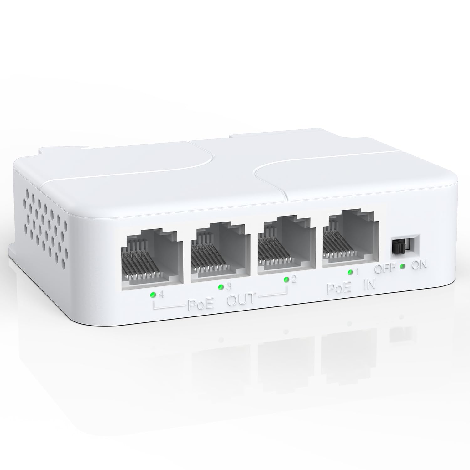 YuanLey 4 Port PoE Extender | 100Mbps Mini Repeater with Wall/Din Mount