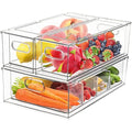 3-Pack Stackable Fridge Organizer Bins with Pull-out Drawers
