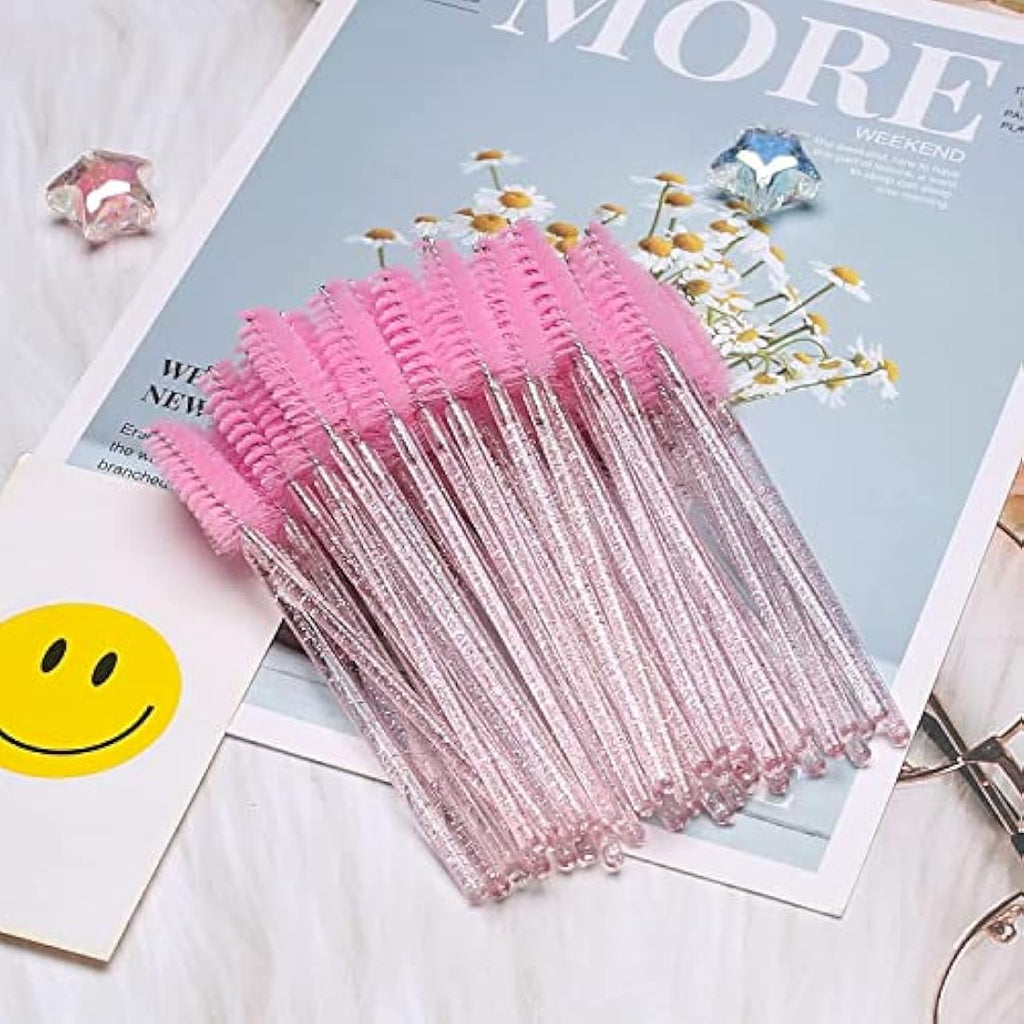 Disposable Mascara Wands | 100PC Crystal Pink Eyelash Brushes