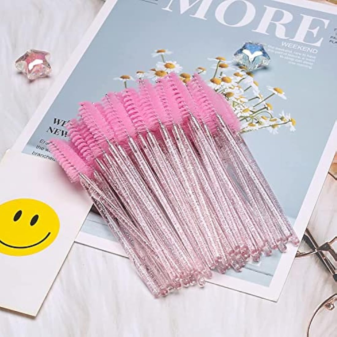 Disposable Mascara Wands | 100PC Crystal Pink Eyelash Brushes