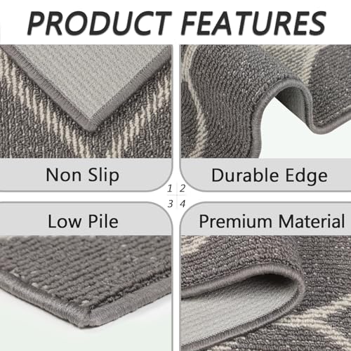 Cekene Non-Slip Hallway Carpet Runner - 65x300cm Washable Kitchen Rug