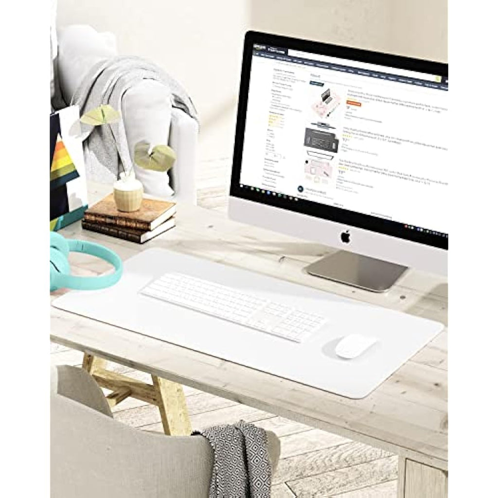YSAGi PVC Leather Desk Pad – Waterproof Non-Slip Writing Mat, White