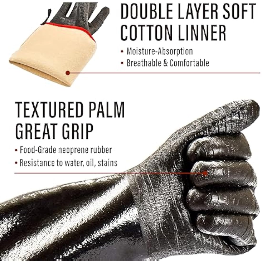 RAPICCA 14" BBQ Gloves | 932°F Heat Resistant Neoprene Smoker Gloves | XL