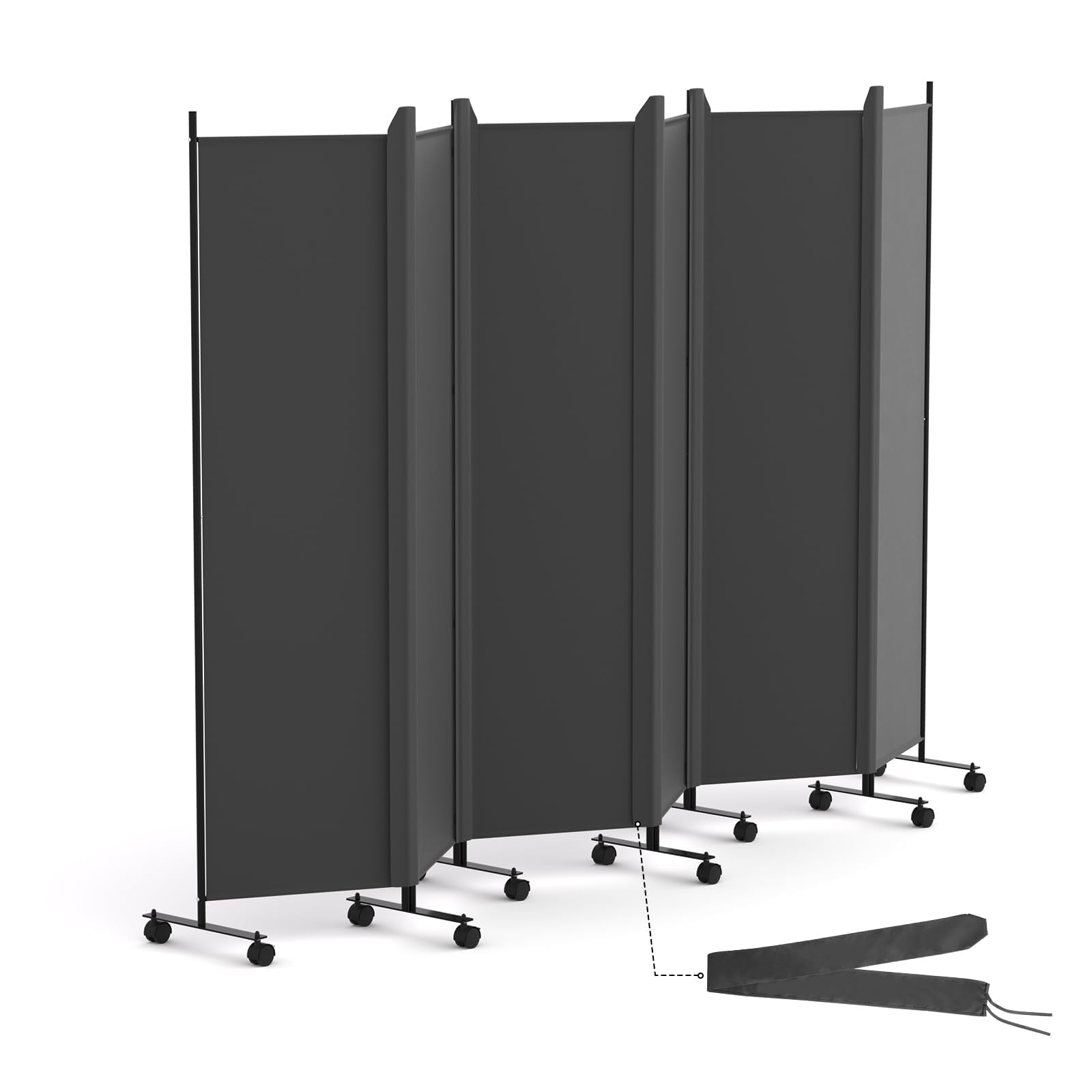 HIDODO 6 Panel Room Divider with Wheels | 119" Folding Privacy Screen