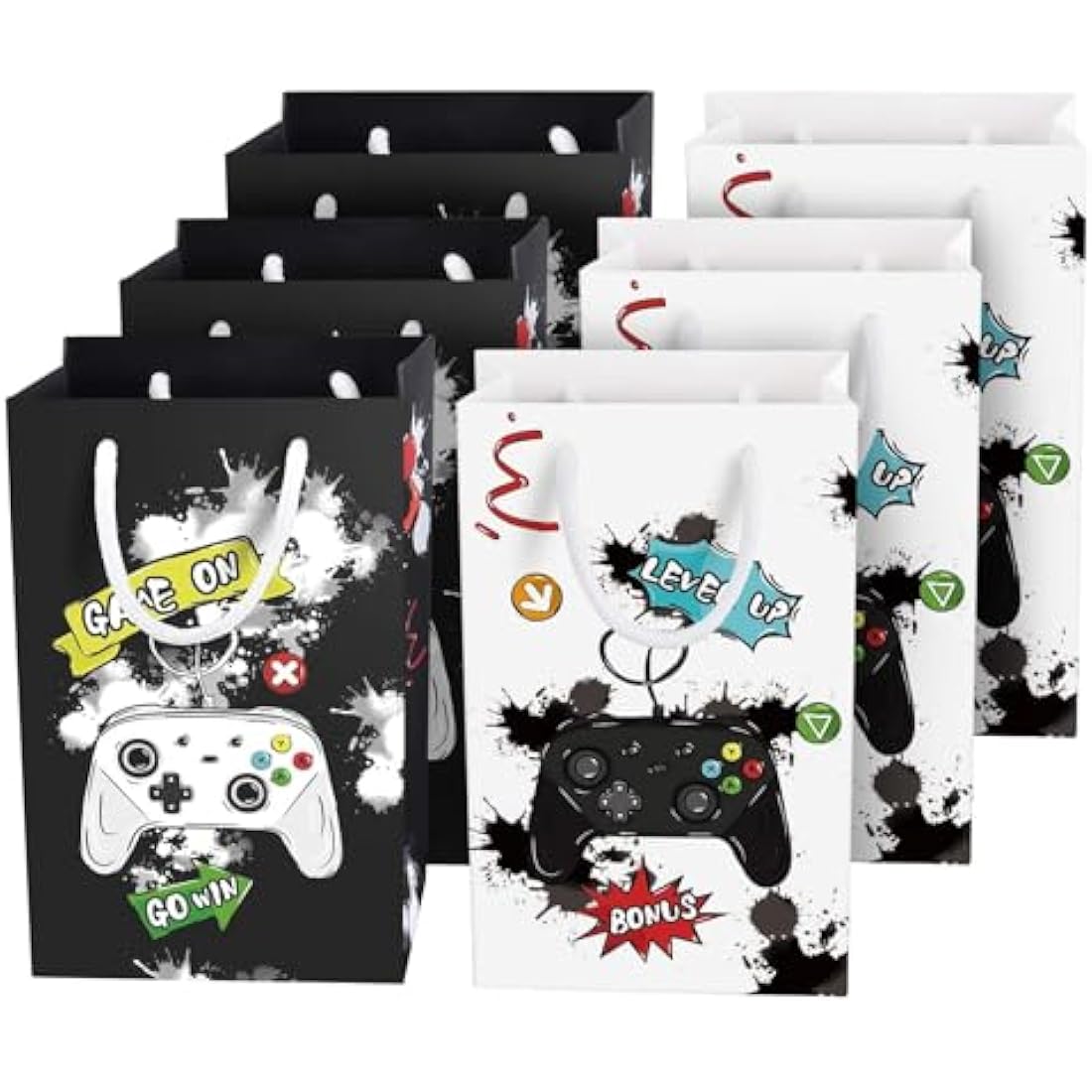WERNNSAI Video Game Party Favor Bags | 16 PCS Gaming Goodie Bags with Handle