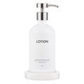 Janxin Glass Soap Dispenser Set with Ceramic Tray | 500ml White Bottle