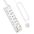 Mscien 3 Way Extension Lead with 2 USB Slots – 3M Mountable Power Strip