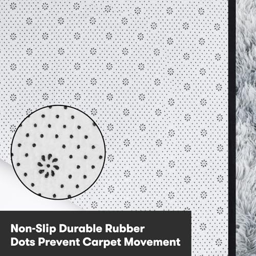 JOJOSEE Grey Shaggy Area Rug – 200x300cm Soft Anti-Slip Living Room Mat