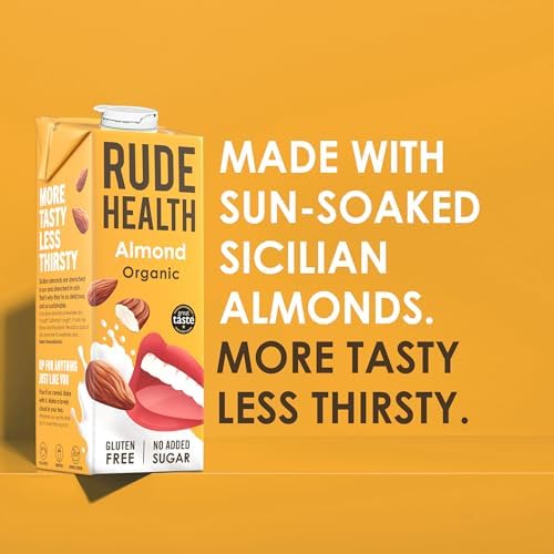 Rude Health Organic Almond Milk – Unsweetened & Dairy-Free (6 x 1L)