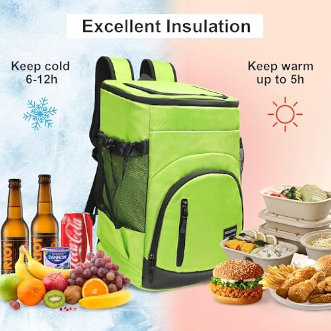 Outplea 30L Insulated Cooler Backpack | 36-Can Leak Proof Soft Picnic Bag