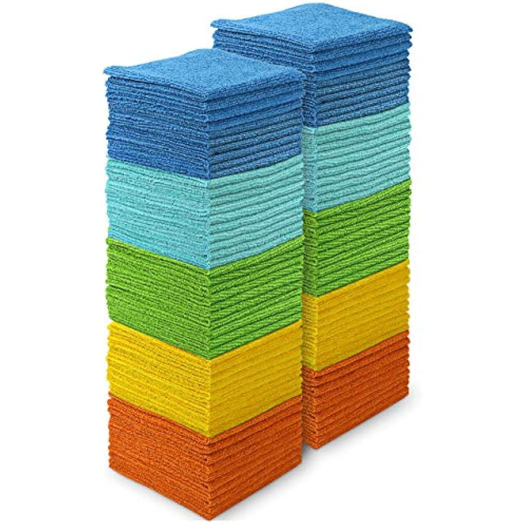 AIDEA Microfibre Cleaning Cloths – 100 Pack Lint-Free Reusable Towels