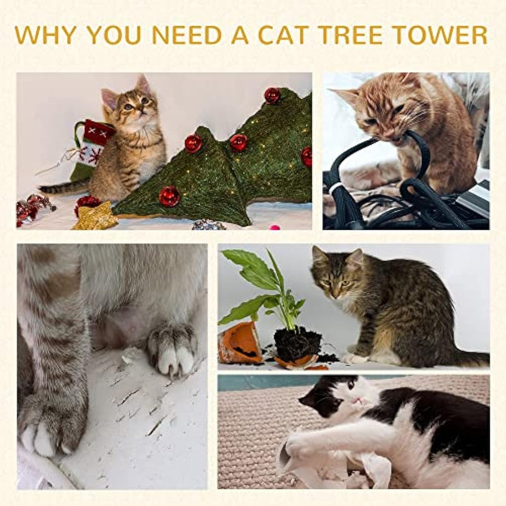 Jolof Store PawHut 91cm Cat Tree Tower with Scratching Posts - Grey
