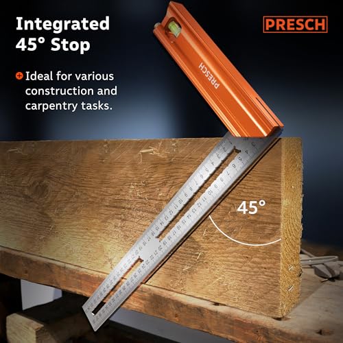 Presch 350mm Try Square – Precision Woodworking Square with Level