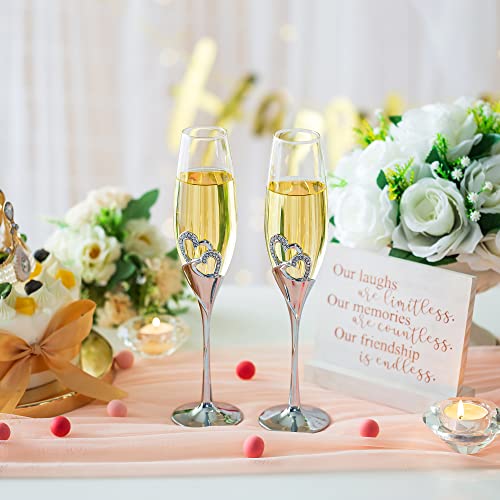 Personalised Mr and Mrs Champagne Flutes with Wooden Gift Box