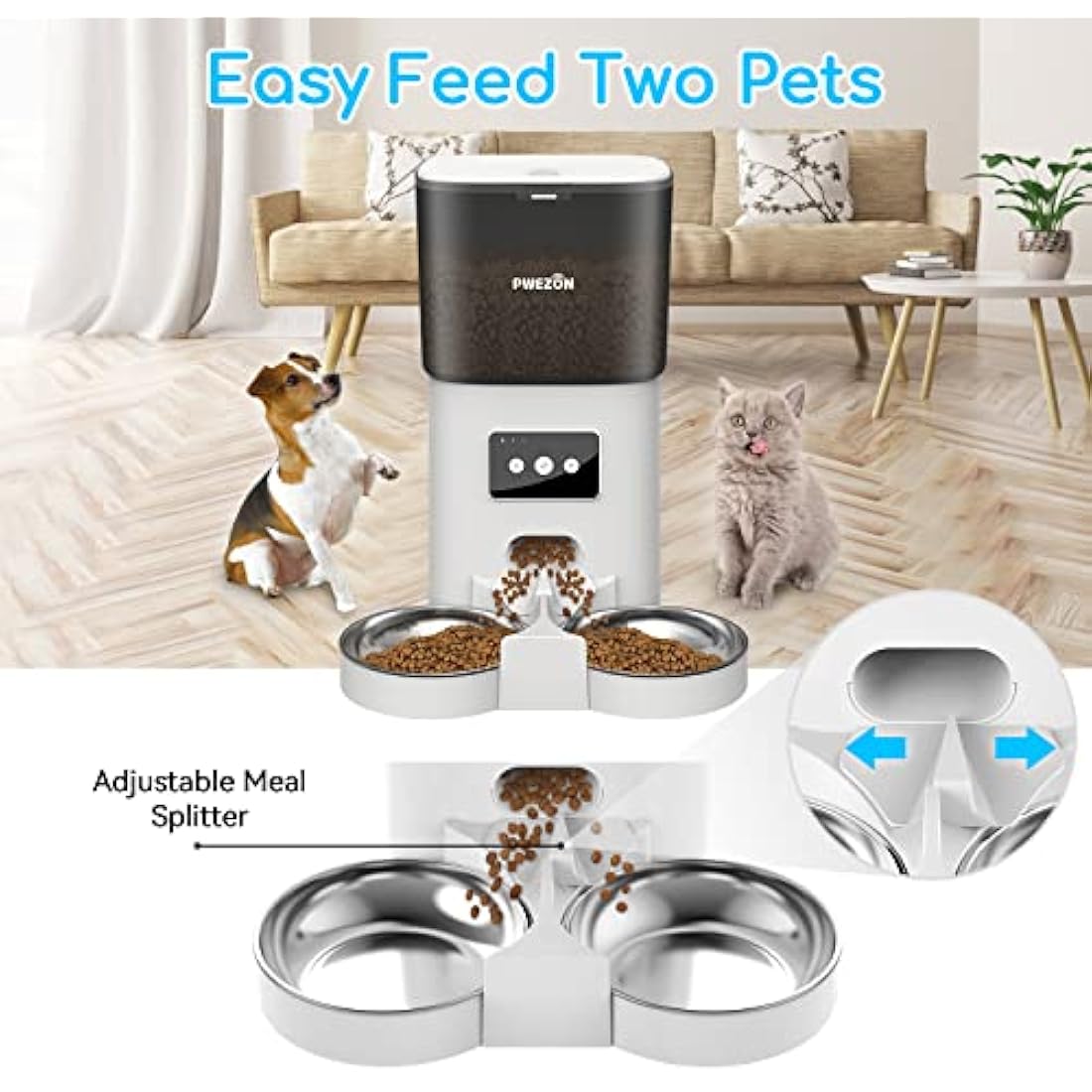 Jolof Store Automatic Cat Feeder – 6L WiFi Smart Dual Food Dispenser